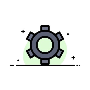 Temel, Dişli, Ayar, Ui İş Düz Çizgi Dolu Simge Vektör 