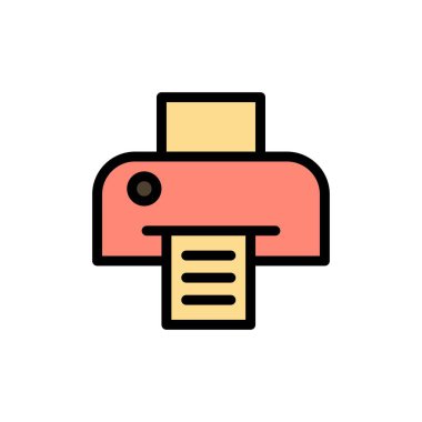 Yazıcı, Yazdırma, Yazdırma Düz Renk Simgesi. Vektör simgesi afiş Te