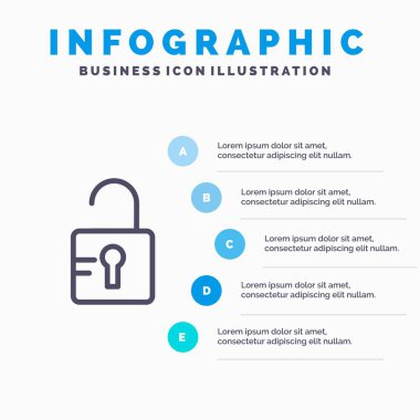 5 adımlı tanıtım infogr ile Kilidini, Çalışma, Okul Hattı simgesi