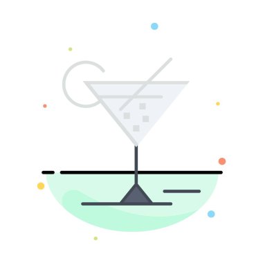 Cam, Gözlük, İçecek, Otel Soyut Düz Renk Simgesi Şablon