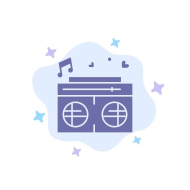 Radyo, Aşk, Kalp, Soyut Bulut Backgrou Üzerinde Düğün Mavi Simge