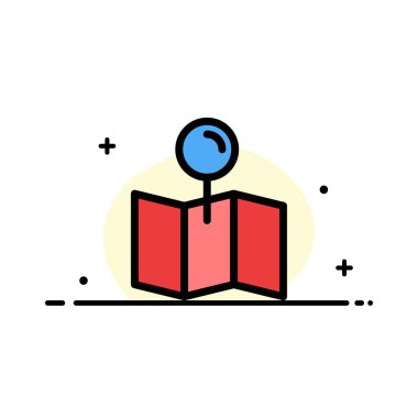 Konum, Harita, İşaretçi, Pin İş Düz Çizgi Dolu Simge Vect