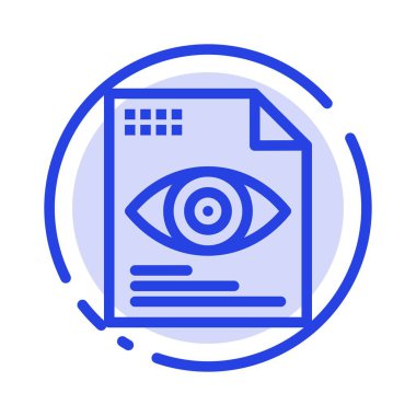 Dosya, Metin, Göz, Bilgi İşlem Mavi Noktalı Çizgi Simgesi