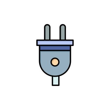 Elektrik, tak, güç, güç fişi düz renk simgesi. Vektör simgesi 