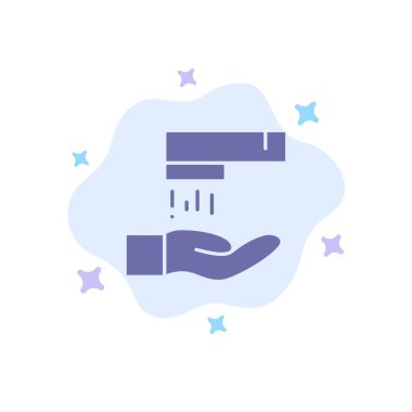 El yıkama, yıkama, temizleme mavi simge soyut bulut arka plan