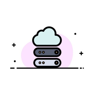 Büyük, Bulut, Veri, Depolama İş Düz Hat Dolu Simge Vektör