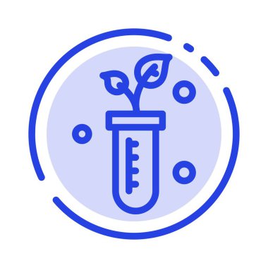 Tüp, Bitki, Laboratuvar, Bilim Mavi Noktalı Çizgi Hattı Simgesi
