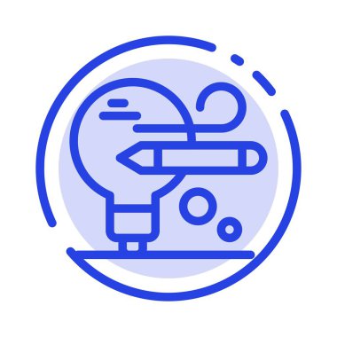 Ampul, Kalem, Eğitim Mavi Noktalı Çizgi Hattı Simgesi