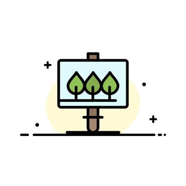 Yönetim Kurulu, İşaret, Paskalya İş Düz Hat Dolu Simge Vektör Banne