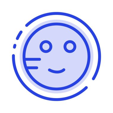 Utandım, Emojis, Okul, Çalışma Mavi Noktalı Çizgi Hattı Simgesi