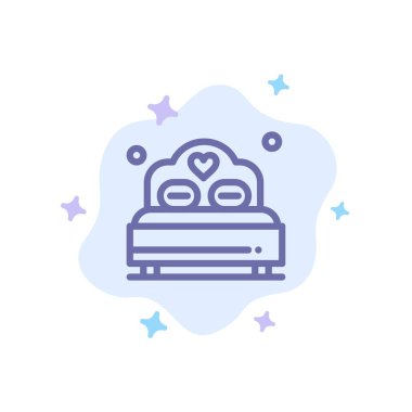 Soyut Bulut Arka Plan Üzerinde Yatak, Aşk, Kalp, Düğün MaviSi Simgesi