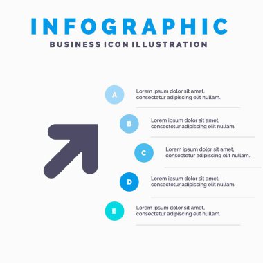 Ok, Yukarı, Sağ Katı Simge Infographics 5 Adımlar Sunum Ba
