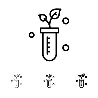 Tüpü, Bitkiyi, Laboratuvarı, Bilim Kalın ve ince siyah çizgi simgesi