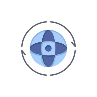 Küre, Dünya, Dünya, Atom, Düz Renk Simgesi bağlayın. Vektör simgesi