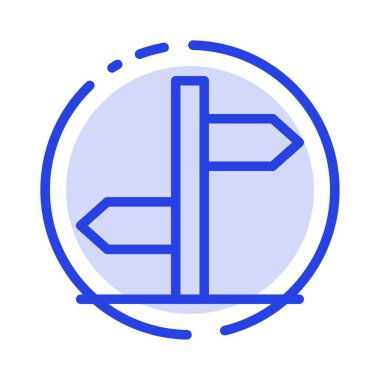 Yön, lojistik, pano, mavi noktalı çizgi çizgisi simgesi Imzala