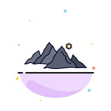 dağ, manzara, tepe, doğa, güneş Düz Renk Simge Vektör