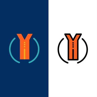 Yol, Gezi, İki Yönlü, Konum Simgeleri. Düz ve Çizgi Dolu Simge 