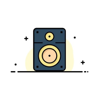 Hoparlör, Yüksek Sesle, Müzik, Eğitim İş Logo Şablonu. Düz Col