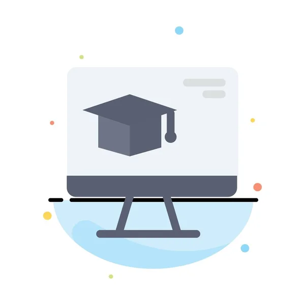 电脑， 帽， 教育， 毕业抽象平面颜色图标 Te — 图库矢量图片