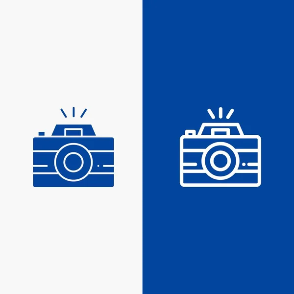 Appareil photo, image, photo, ligne de photographie et glyphe Icône solide Bleu — Image vectorielle