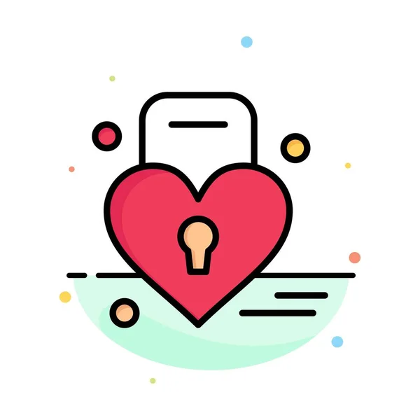 Lock, Love, Heart, Wedding Abstract Flat Color Icon Template — Stock Vector