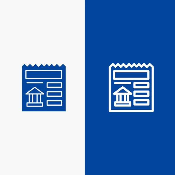 Basic, Document, Ui, Bank Line y Glyph Solid icon Banner azul — Archivo Imágenes Vectoriales