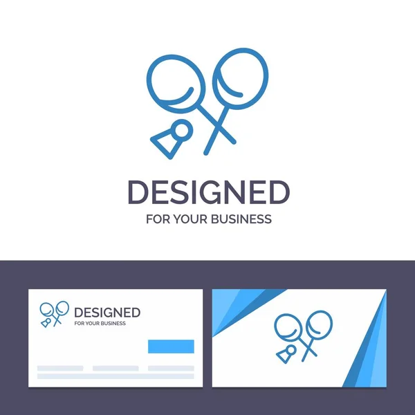 Creative Business Card and Logo template Badminton, Racket, Spor — Stock Vector