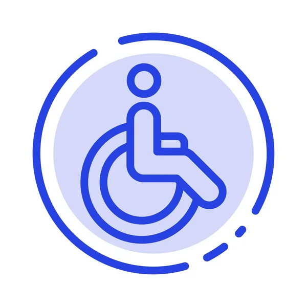 Wheelchair, Bicycle, Movement, Walk Blue Dotted Line Line Icon — Stock Vector