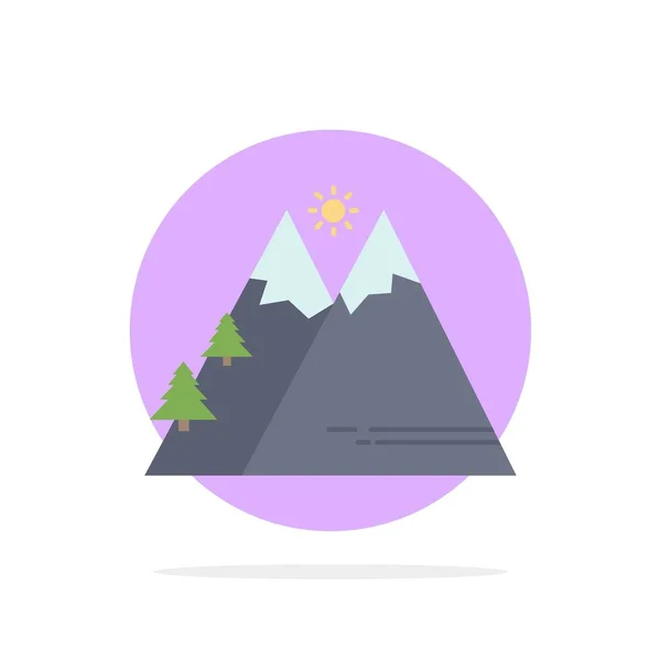 Mountains, Nature, Outdoor, Sun, Hiking Flat Color Icon Vector — Stock Vector