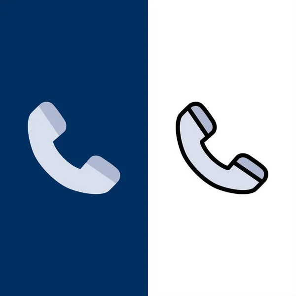 Звонок, телефон, телефонные иконы. Заполненная плоской и линией икона Set Vec — стоковый вектор