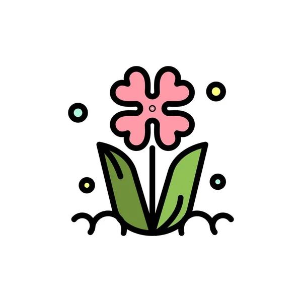 식물, 꽃, 꽃, 자연, 장미 플랫 컬러 아이콘. 벡터 ico — 스톡 벡터
