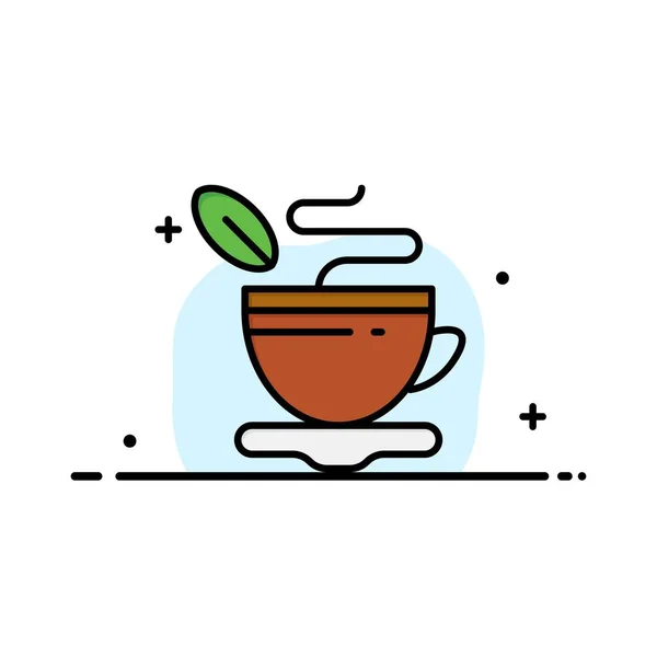 Chá, xícara, quente, modelo de logotipo do negócio de café. Cor plana — Vetor de Stock
