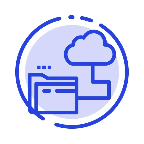 Cloud, Folder, Storage, File Blue Dotted Line Icon — стоковый вектор