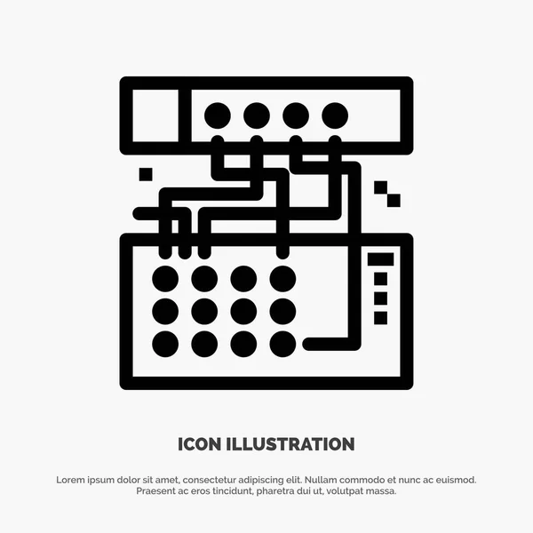 Vector analógico, conexión, dispositivo, módulo, línea de sonido del icono — Vector de stock