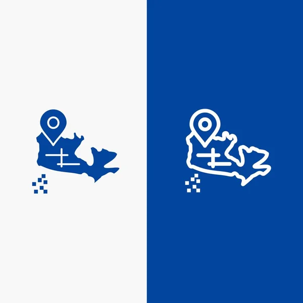 Kanada, Térkép, hely vonal és Glyph Solid ikon kék banner line — Stock Vector