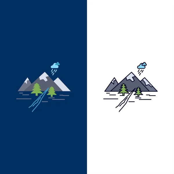 Roches, colline, paysage, nature, montagne Flat Color Icon Vector — Image vectorielle