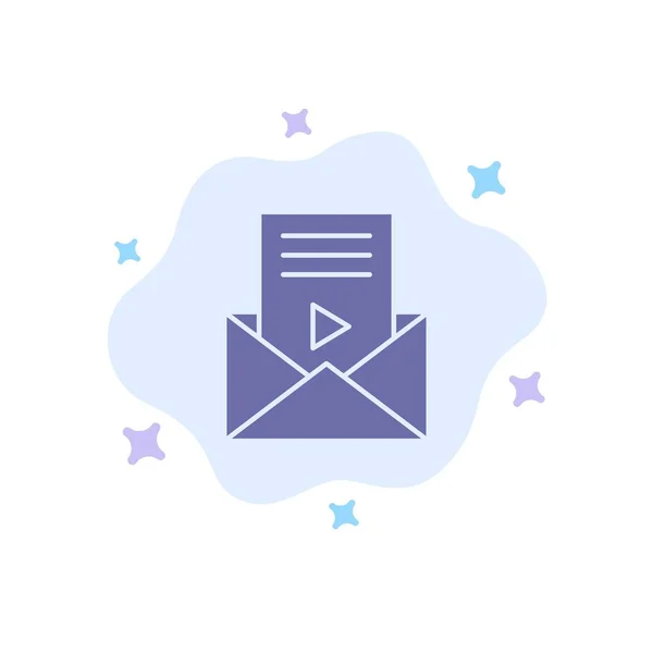 Courrier, Message, SMS, Lecteur vidéo Icône bleue sur le Cloud abstrait Bac — Image vectorielle