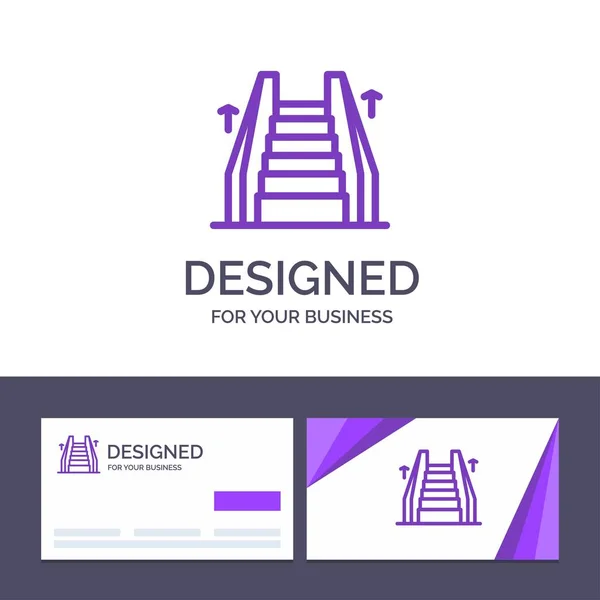 Modèle de carte de visite créative et logo Escalier, ascenseur, électr — Image vectorielle