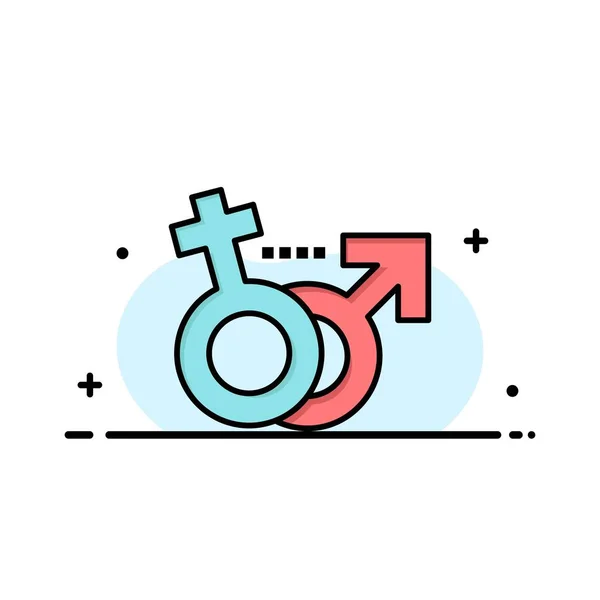 Genre, Homme, Femme, Symbole Business Flat Line Filled Icon Vec — Image vectorielle