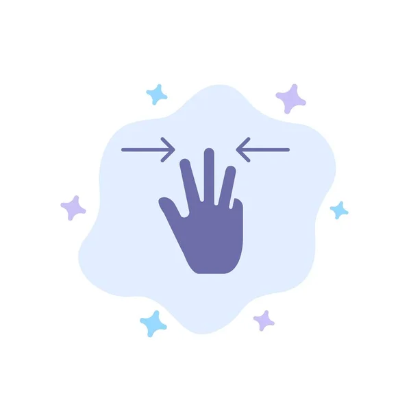Χειρονομίες, χέρι, κινητό, τρία δάχτυλα μπλε εικονίδιο σε αφηρημένο CLOU — Διανυσματικό Αρχείο