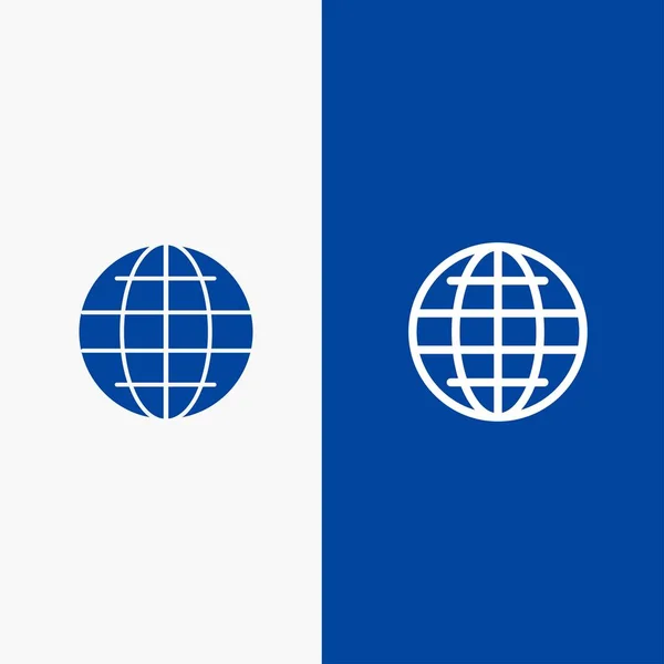 Monde, Globe, Internet, Ligne de sécurité et Glyphe Icône solide Bleu — Image vectorielle