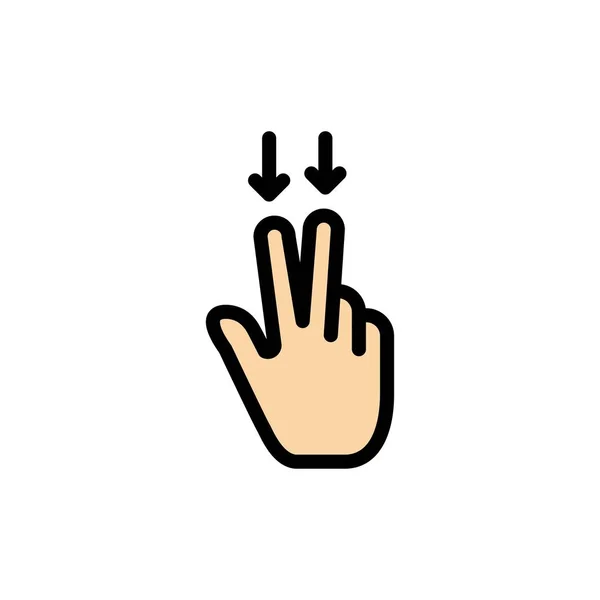 Fingers, Gesture,, Down Flat Color Icon. Векторный иконный баннер — стоковый вектор