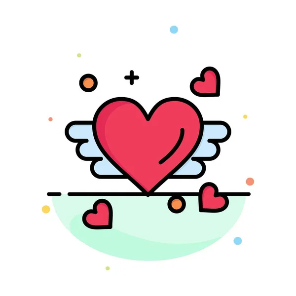 Loving, Love, Heart, Wedding Abstract Flat Color Icon Template — Stock Vector
