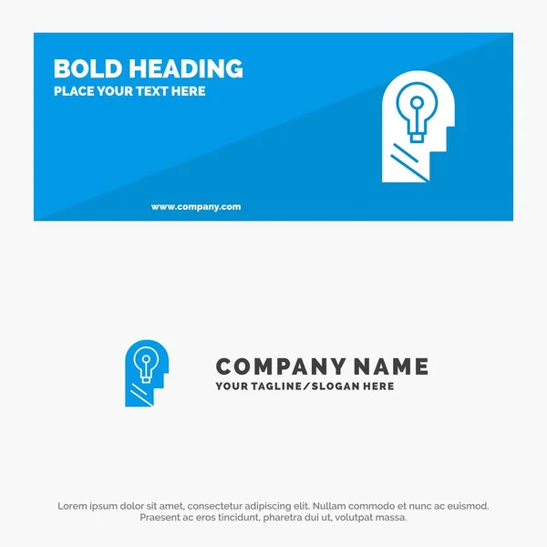 Business, Head, Idea, Mind, Think SOlid Icon Website Banner and — Stock Vector
