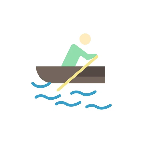 Boat, Rowing, Training, Water  Flat Color Icon. Vector icon bann — Stock Vector