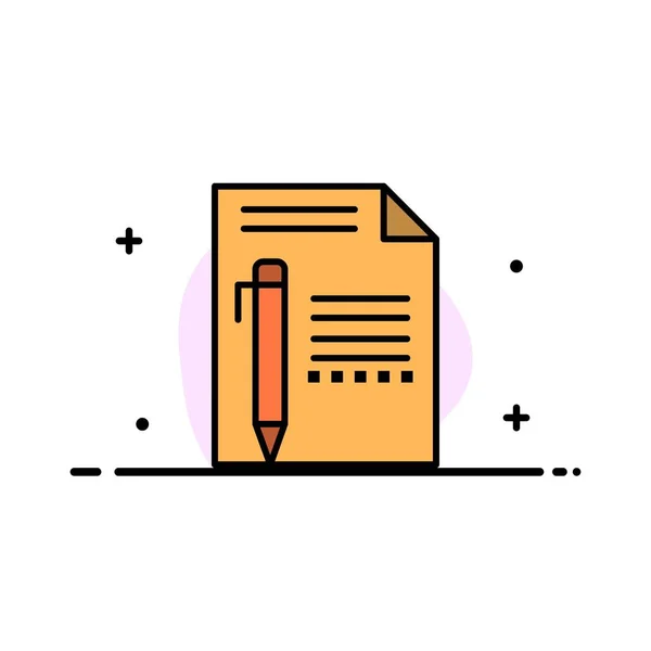 Document, Edit, Page, Paper, Pencil, Fette Business Flat Line F — стоковый вектор