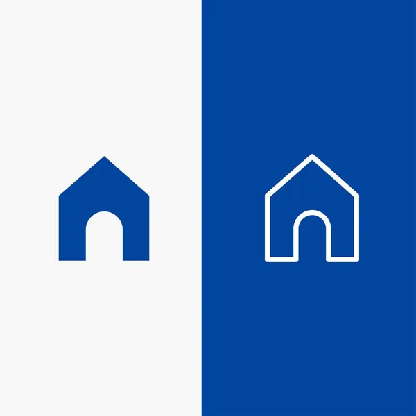 Home, instagram, interface line und glyph solid icon blue banner — Stockvektor