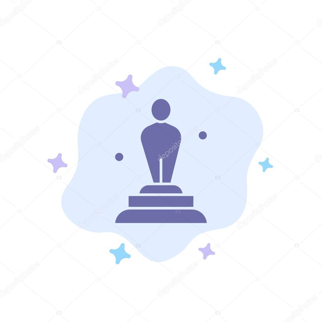 Academy, Award, Oscar, Statue, Trophy Blue Icon on Abstract Clou