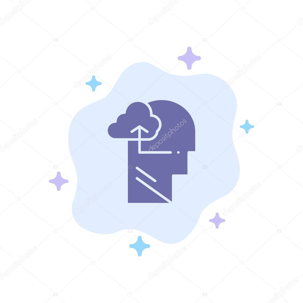 Experience, Gain, Mind, Head Blue Icon on Abstract Cloud Backgro