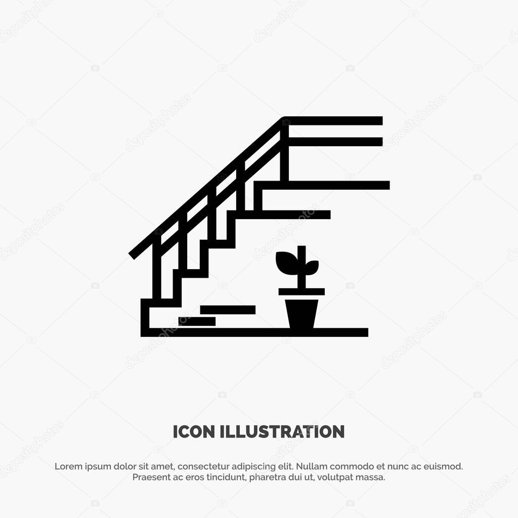 Stairs, Upstairs, Floor, Stage, Home solid Glyph Icon vector